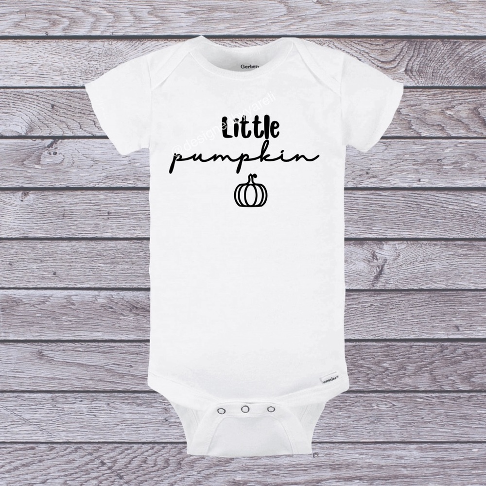 Little pumpkin white vinyl gerber onesie